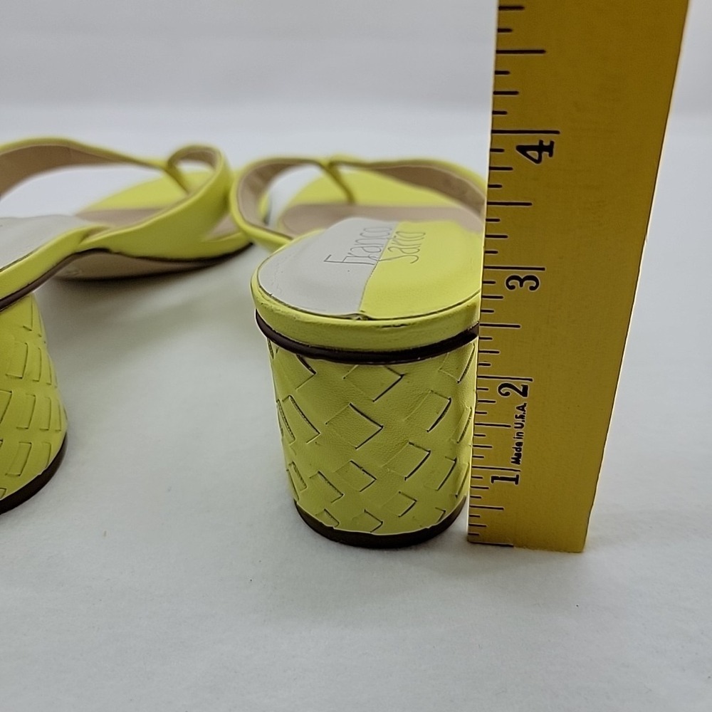 FRANCO SARTO Women's Moah Bright Yellow Thong Kitten Block Heels Woven Sz 8.5M - Picture 4 of 10